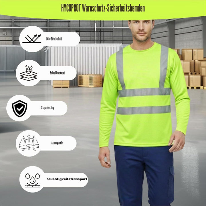 HYCOPROT Warnschutz T-Shirt Warnweste Reflektierend Warnweste Atmungsaktiv Leicht Kurzarmshirt Kurza