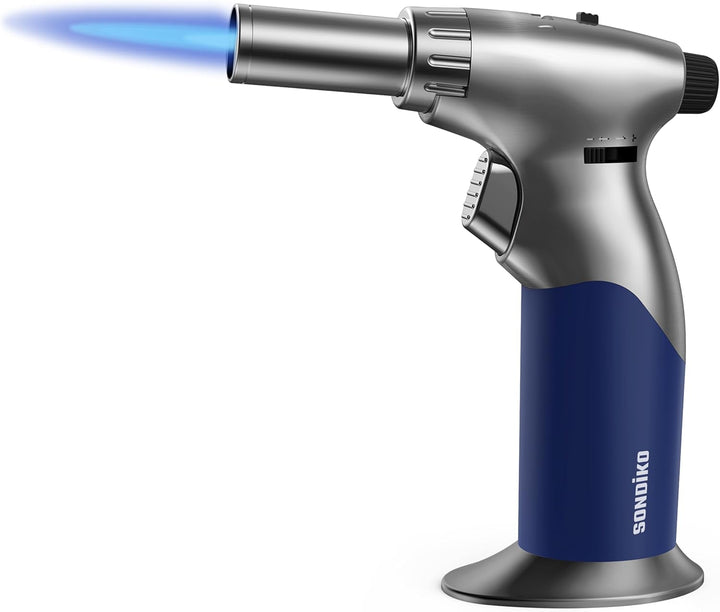 Sondiko Dreifach Einstellbarer Mini-Bunsenbrenner, Nachfüllbar Küchenbrenner mit kontinuierlicher Fl