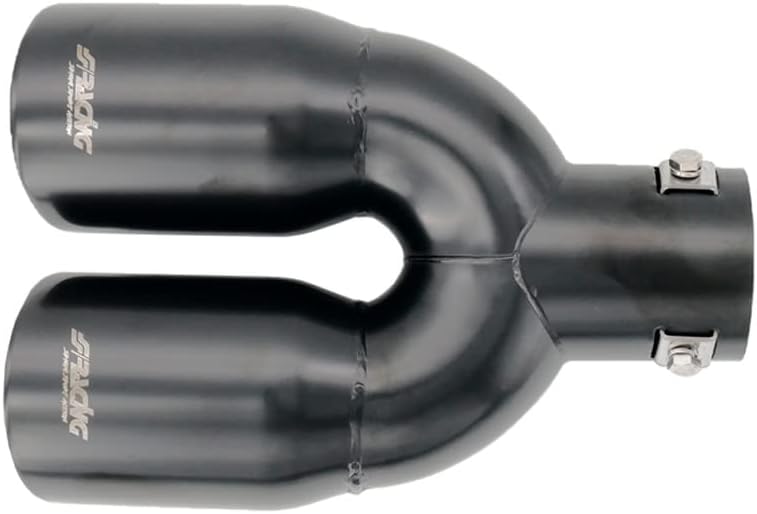 Simoni Racing Auspuffblende Doppelrunde/Schräg Edelstahl Schwarz - 2xØ76xL240mm - Anschluss 34-60mm