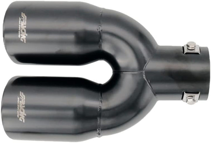 Simoni Racing Auspuffblende Doppelrunde/Schräg Edelstahl Schwarz - 2xØ76xL240mm - Anschluss 34-60mm