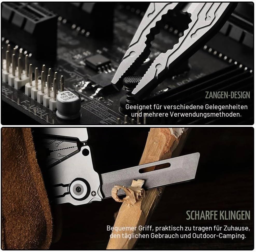 20 in 1 Faltbares Multitool Kreditkarte Edelstahl Werkzeugkarte mit Zange,Messer,Flaschenöffner Komp