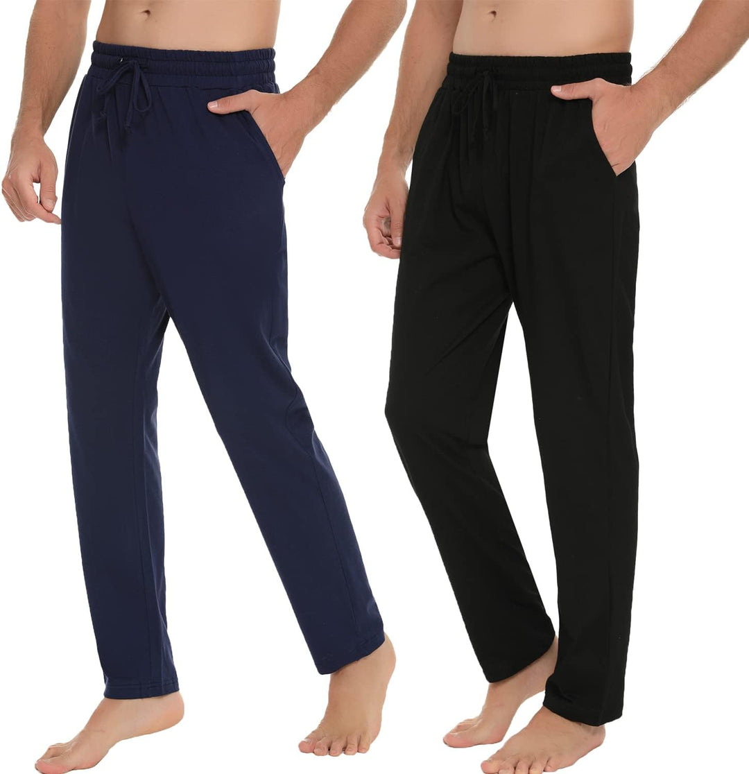 Marvmys 100% Baumwolle Herren Lange Schlafanzughose Einfarbige Pyjamahose Schlafhose Haushose Freize