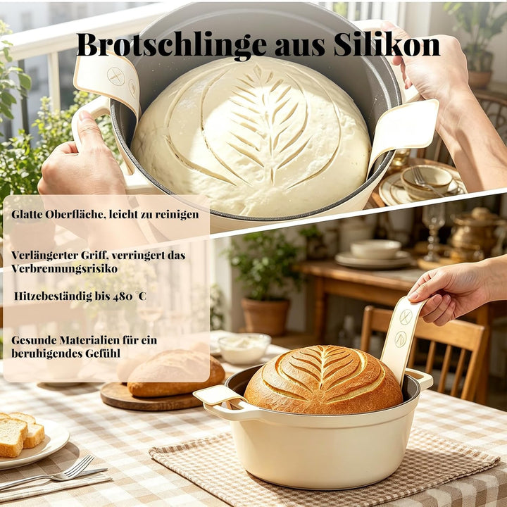 Sauerteig Starter Set mit 2 Gärkörbchen Natürlichem Rattan (25cm Ovale & 23cm Runde) 900ml Glasgefäs