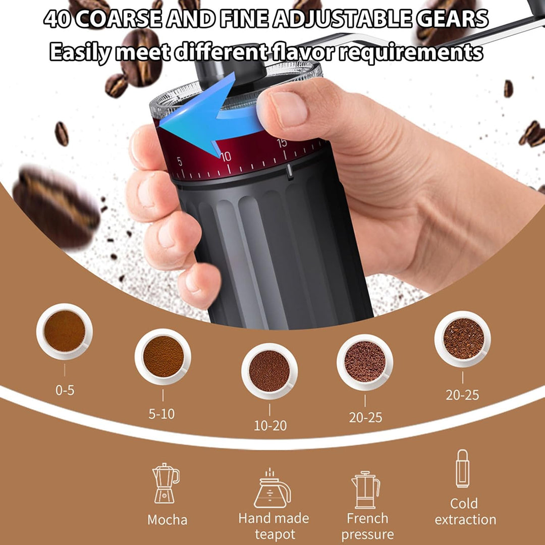 Irishom Manuell Kaffeemühle 40 Grössengrössen Einstellungen Keramik 2.0 Burr tragbar für Heimbüro od