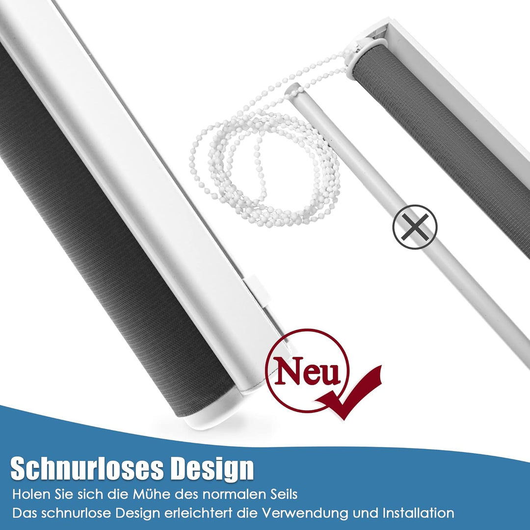 SBARTAR Doppelrollo schnurlos Klemmfix Rollos für Fenster ohne Bohren & zum Bohren, Anthrazit B95 x