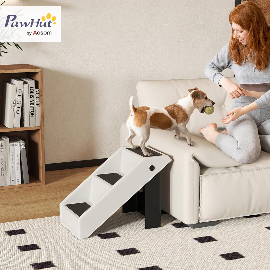PawHut Hundetreppe 3 Stufen 36,5 cm Hoch Haustiertreppe für Kleine Hunde klappbar Katzentreppe Hunde