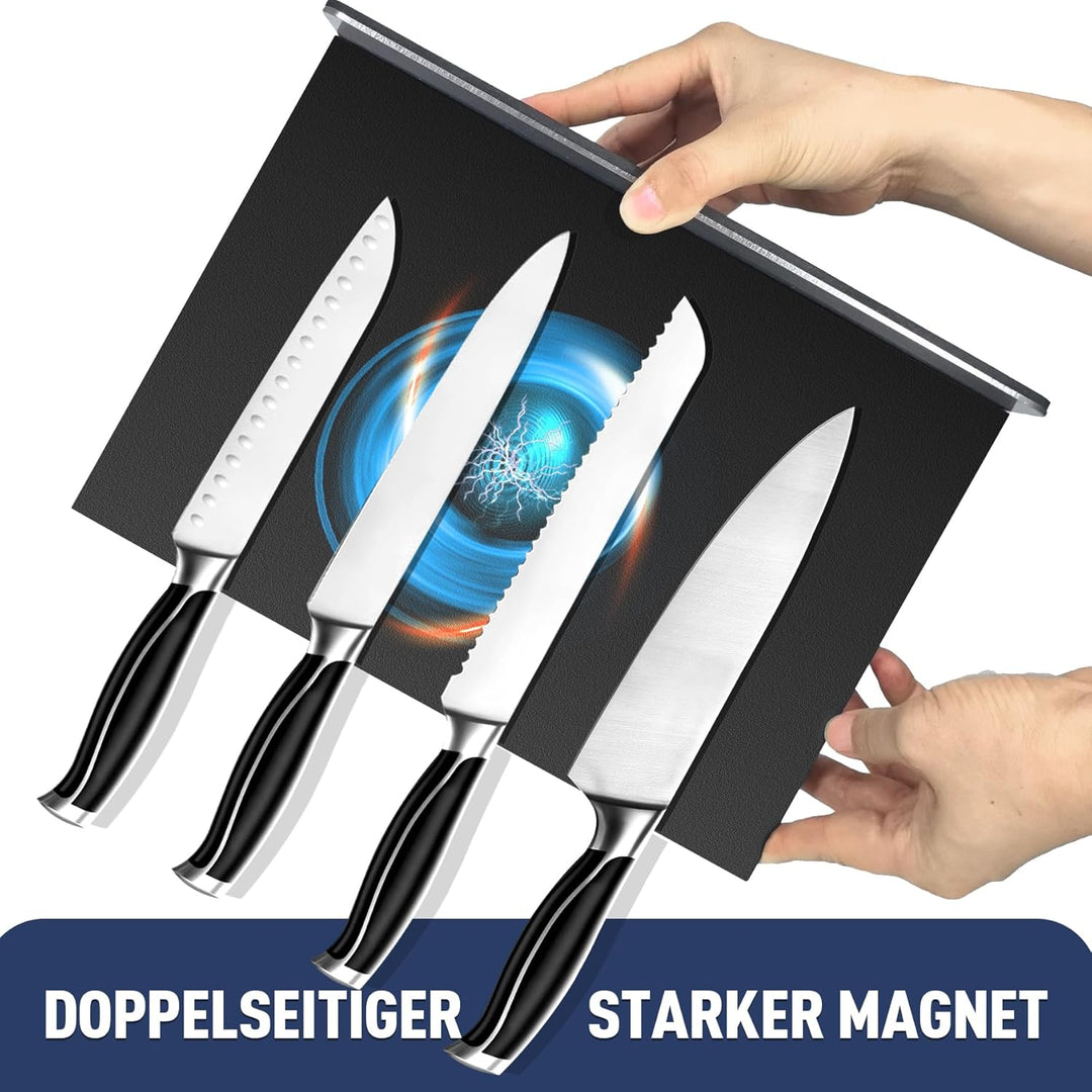 Messerblock magnetischer ohne Messer, 30 cm Schwarz Messerhalter magnetisch aus 304 Edelstahl, beids