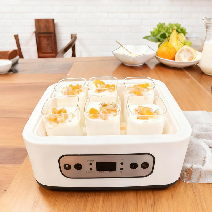 Joghurtbereiter mit 6 Glasbechern à 250 ml, Aartner Joghurt Maker Einstellbare Temperatur und Zeit,