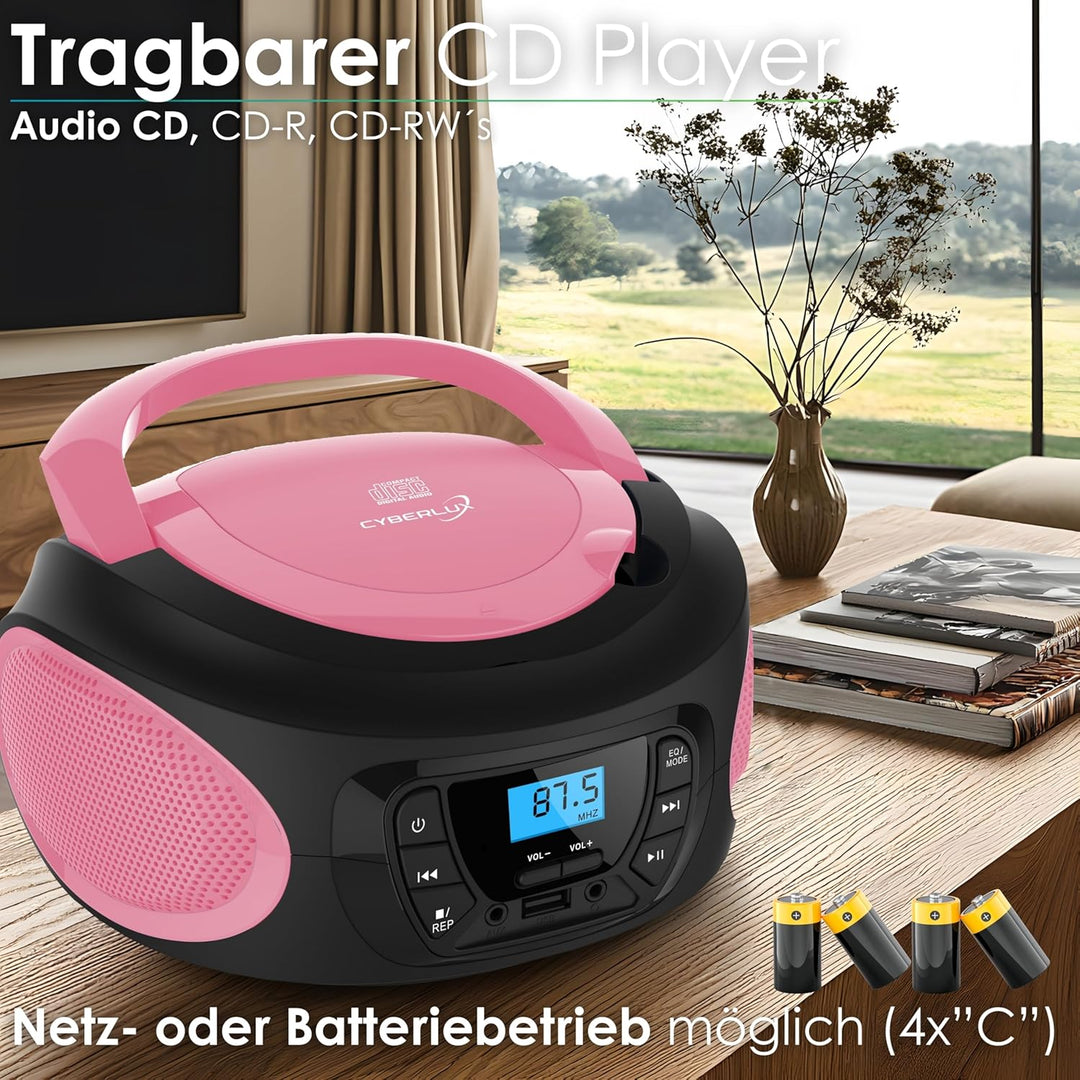 Tragbarer CD-Player | CD/CD-R | USB | FM Radio | AUX-In | Kopfhöreranschluss | Kinder Radio | Boombo
