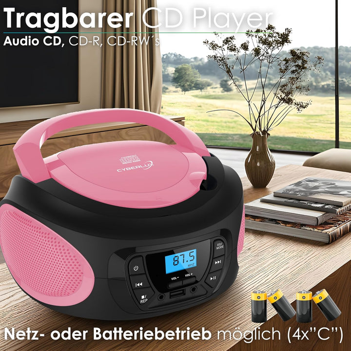 Tragbarer CD-Player | CD/CD-R | USB | FM Radio | AUX-In | Kopfhöreranschluss | Kinder Radio | Boombo
