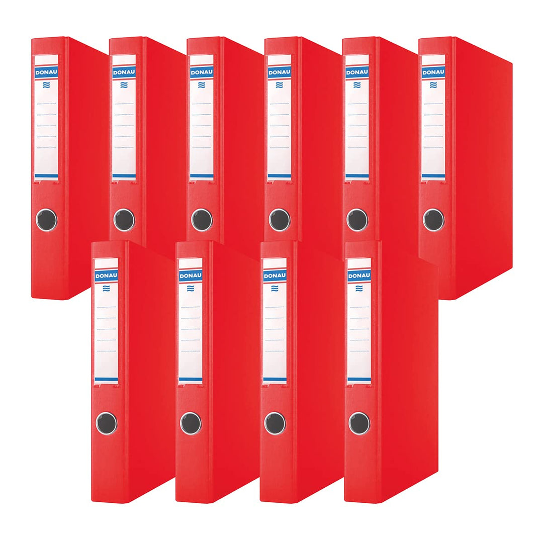 DONAU 3934001PL-04 Ringbuch / Rot | 4-D-Ring-Mechanik 30mm DIN A4 Ringordner Pappe/ Kunststoff | Aus