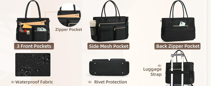 Lehrer Tasche Damen Handtasche 15,6 Zoll Laptop Tasche Arbeitstasche schwarze Krankenschwester Handt