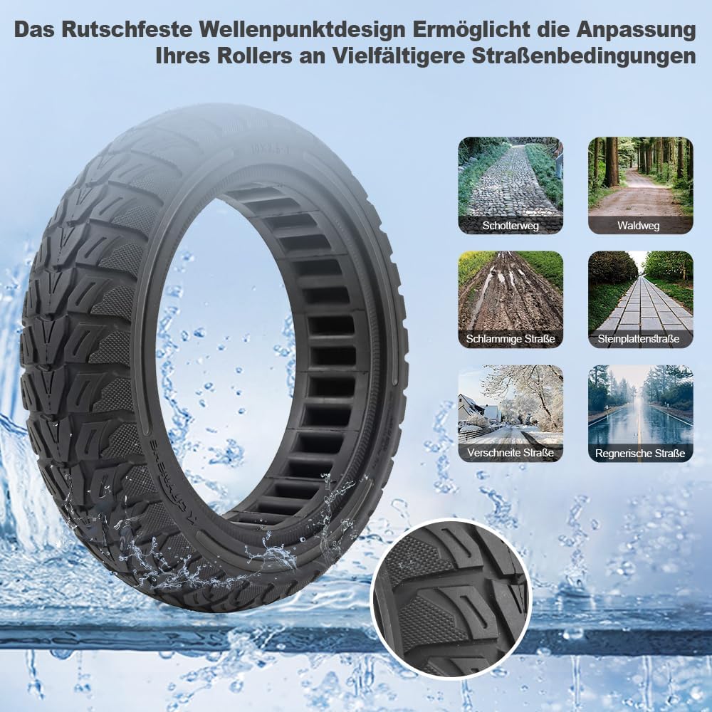 10x2,5-7 Vollgummireifen 10 Zoll Solide Reifen für Xiaomi 4 Pro/Pro Plus/Pro Max Elektroroller Vorne