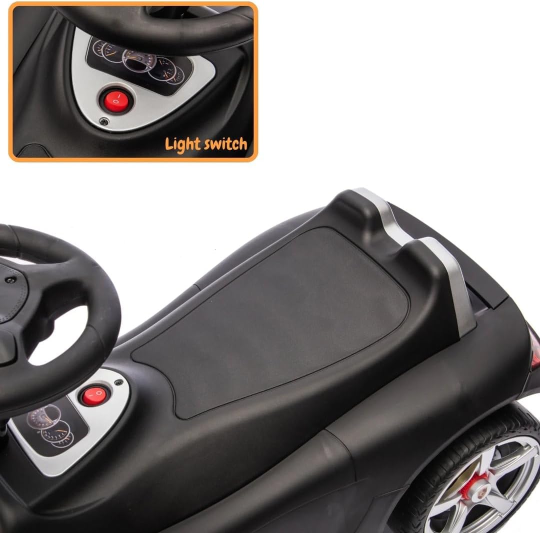 Porsche Carrera GT Rutschauto, 1–3 Jahre, mit Scheinwerfern, Schwarz, Schwarz