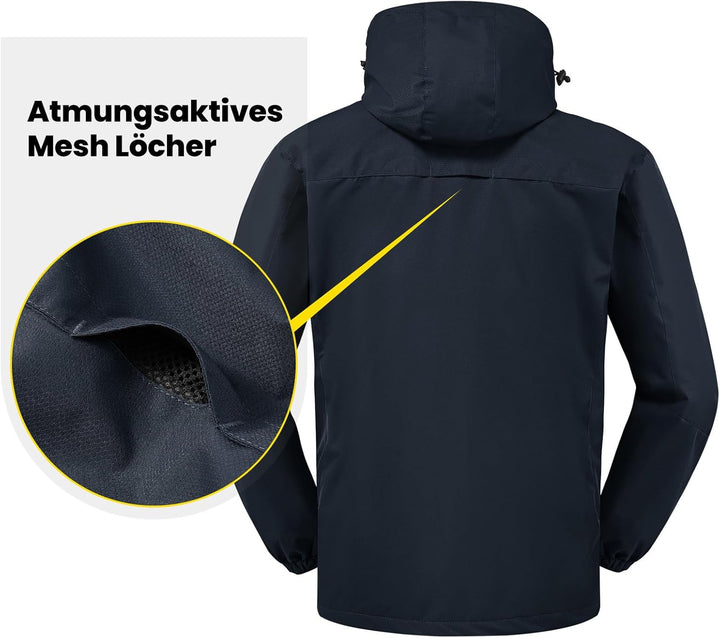 Herren Outdoor Wanderjacke Wasserabweisend Atmungsaktiv Winddichte Funktionsjacke Leicht Übergangsja