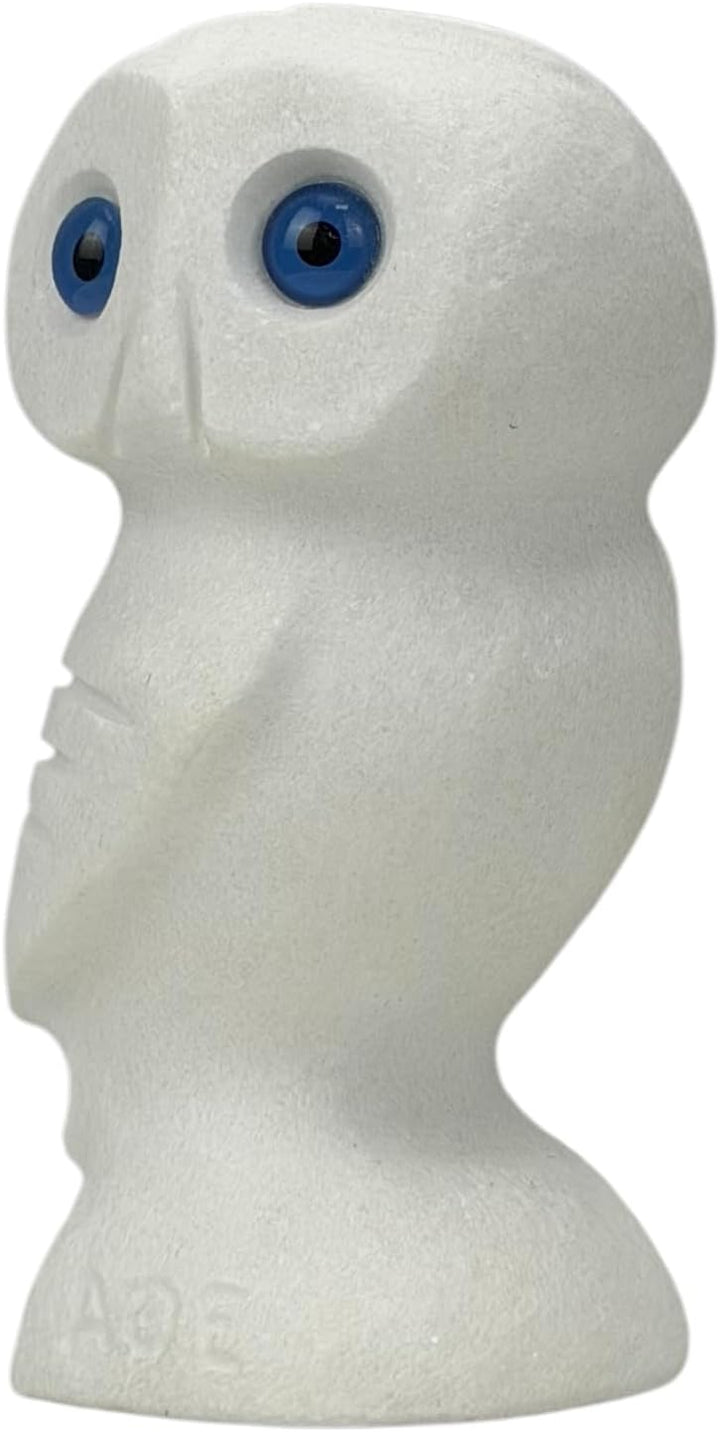 Eulensymbol der Weisheit, echte griechische natürliche geschnitzte Marmor-Statue, Skulptur