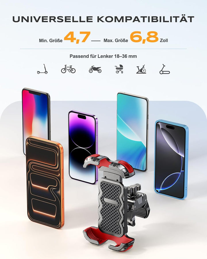 Babacom Handyhalterung Fahrrad Lenker, [1s-Sperre] [Sicherer Schutz] Handyhalterung Motorrad, Anti S