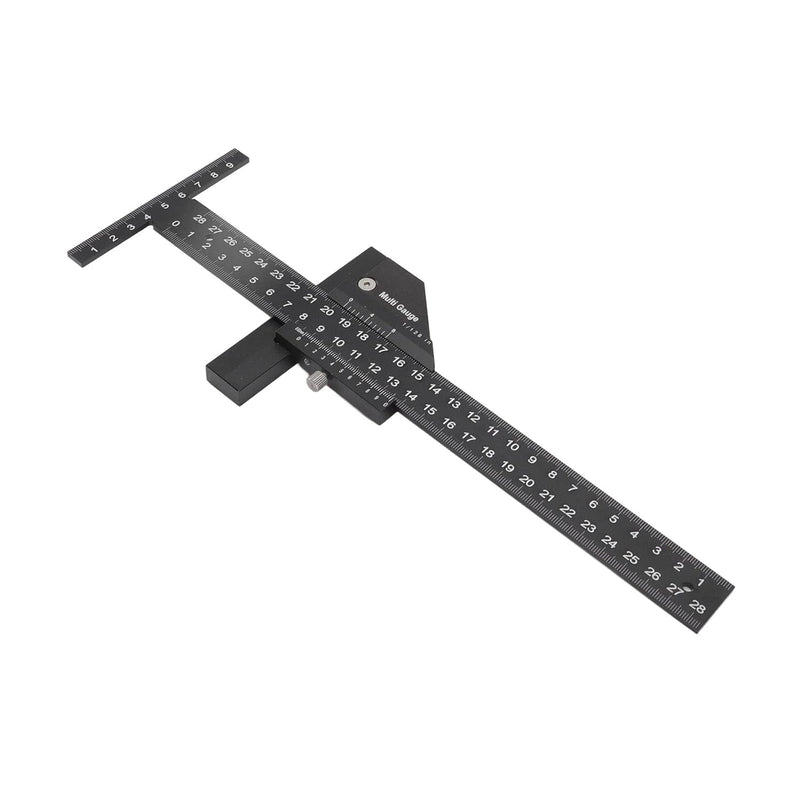 TOPINCN Präzises Lineal in T-Form, Multifunktionslineal aus Aluminiumlegierung, Schwarzes Messlineal