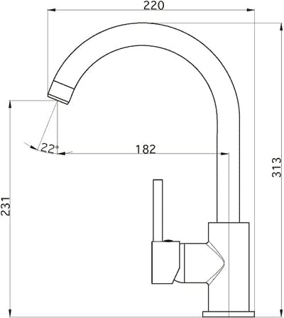 'aquaSu® Spültischarmatur Kira mit Wasserspar-Kartusche, Kosten-sparende Kaltwassermittelstellung, h
