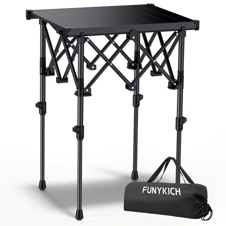 FUNYKICH Aluminium Klapptisch mit Tragetasche 50.5x41cm, X Form klappbarer Campingtisch mit 2 Höhenv