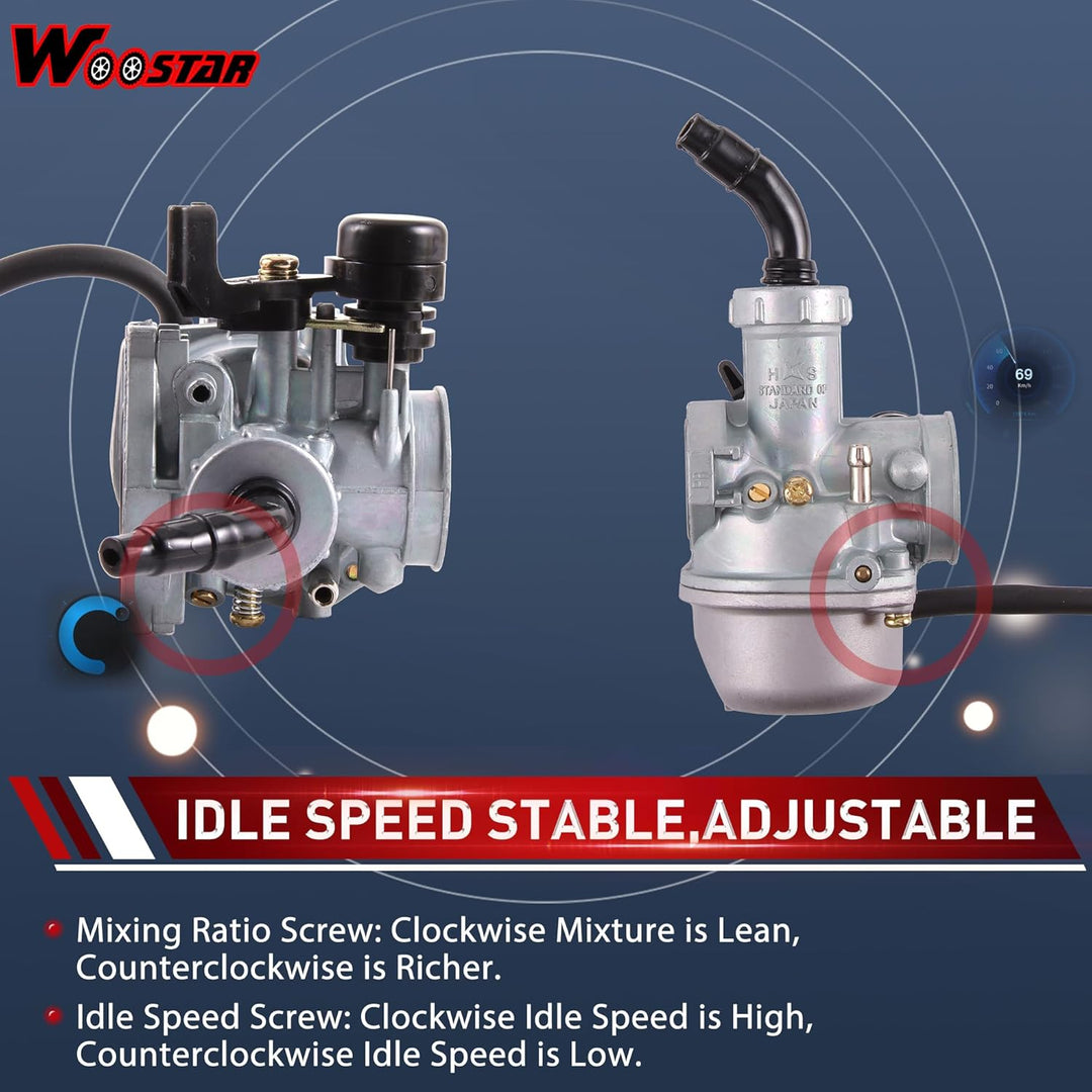WOOSTAR PZ22 Vergaser 22mm mit Kraftstofffilter Ersatz für 4 Takt 110ccm 125ccm Dirt Pitbike ATV Qua