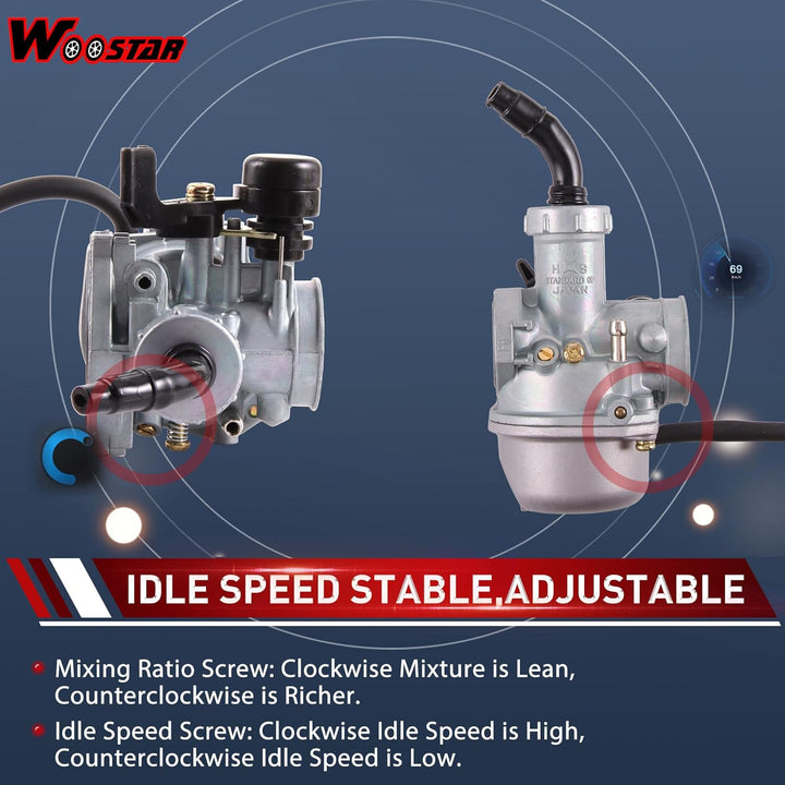 WOOSTAR PZ22 Vergaser 22mm mit Kraftstofffilter Ersatz für 4 Takt 110ccm 125ccm Dirt Pitbike ATV Qua