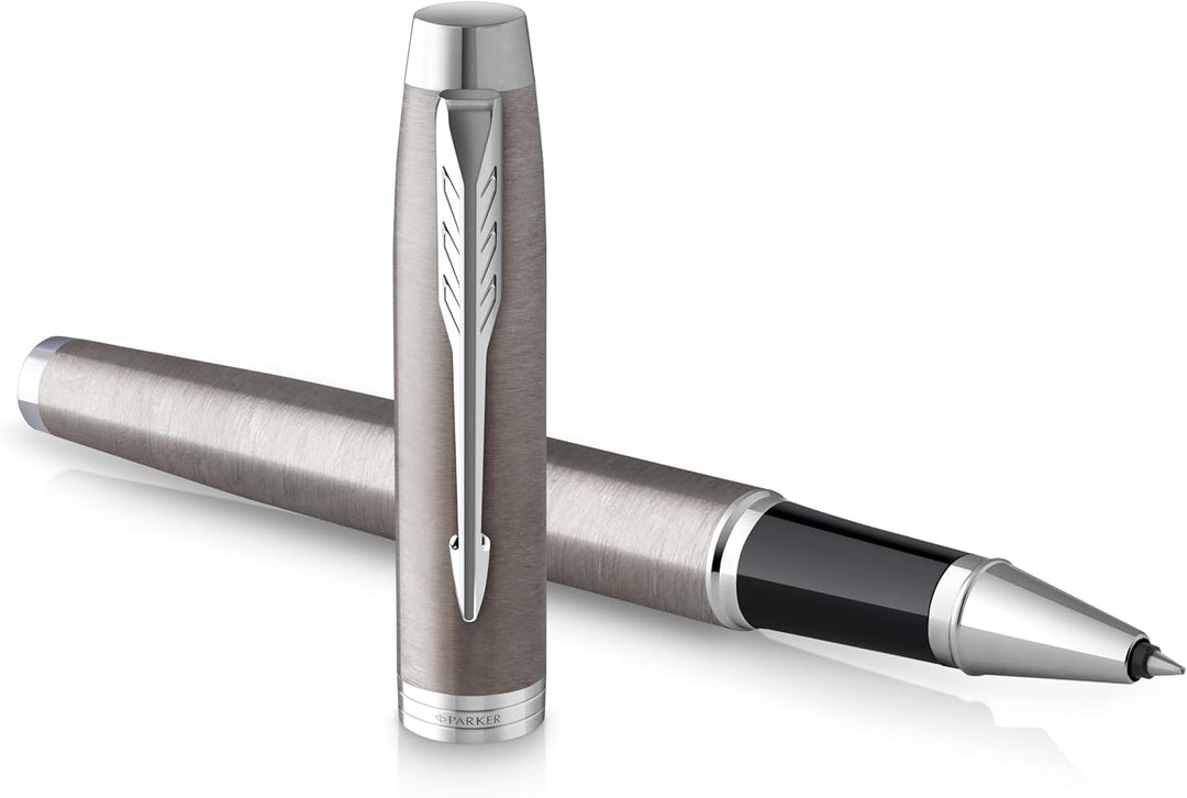 Parker IM Rollerball | Edelstahl mit Chrom-Zierteilen | feine Spitze mit schwarzer Tinte | Geschenkb