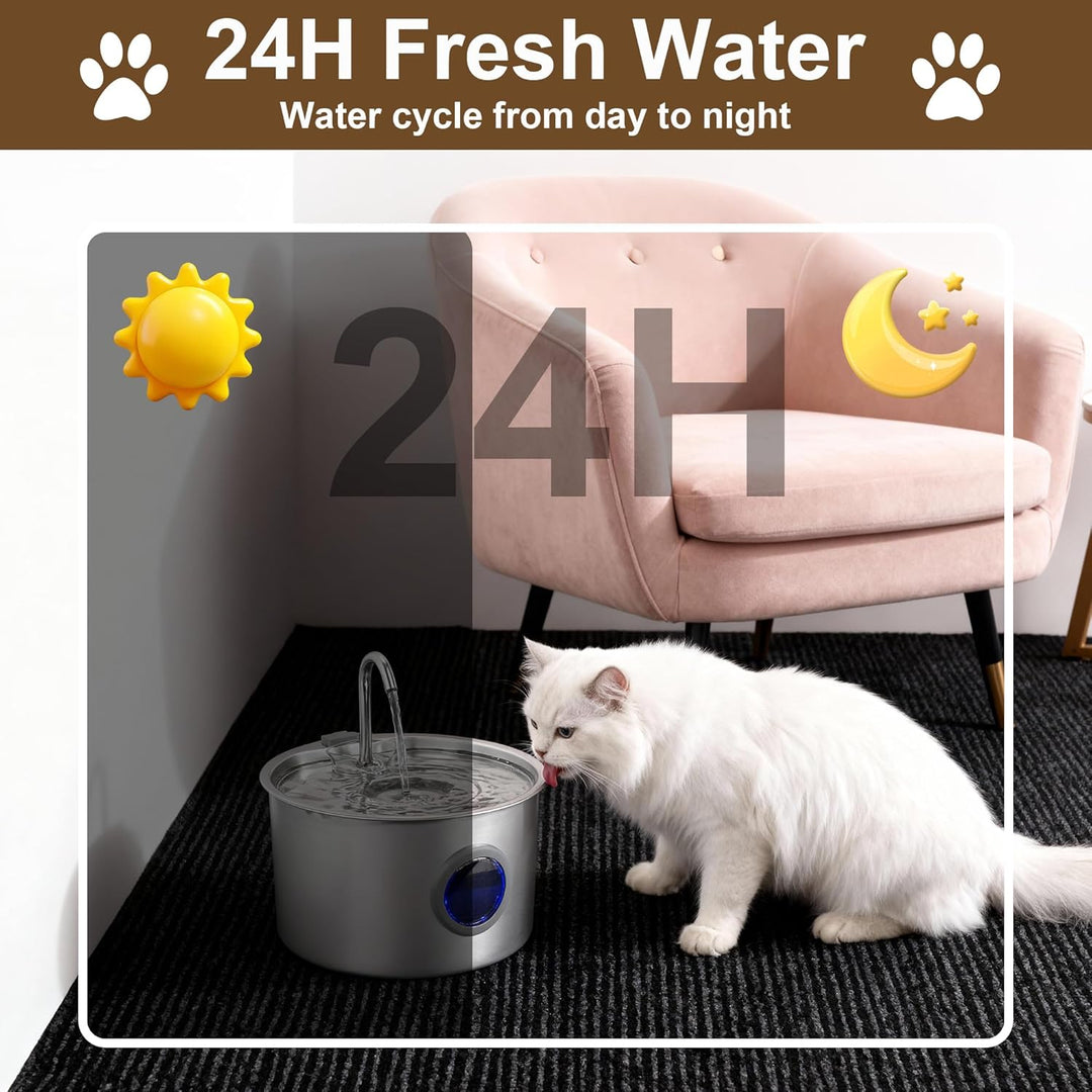 Katzenbrunnen Edelstahl: 3,2 L, Ultraleise Trinkbrunnen Für Katze -Trinktiger Katzenbrunnen Mit 6 Fi