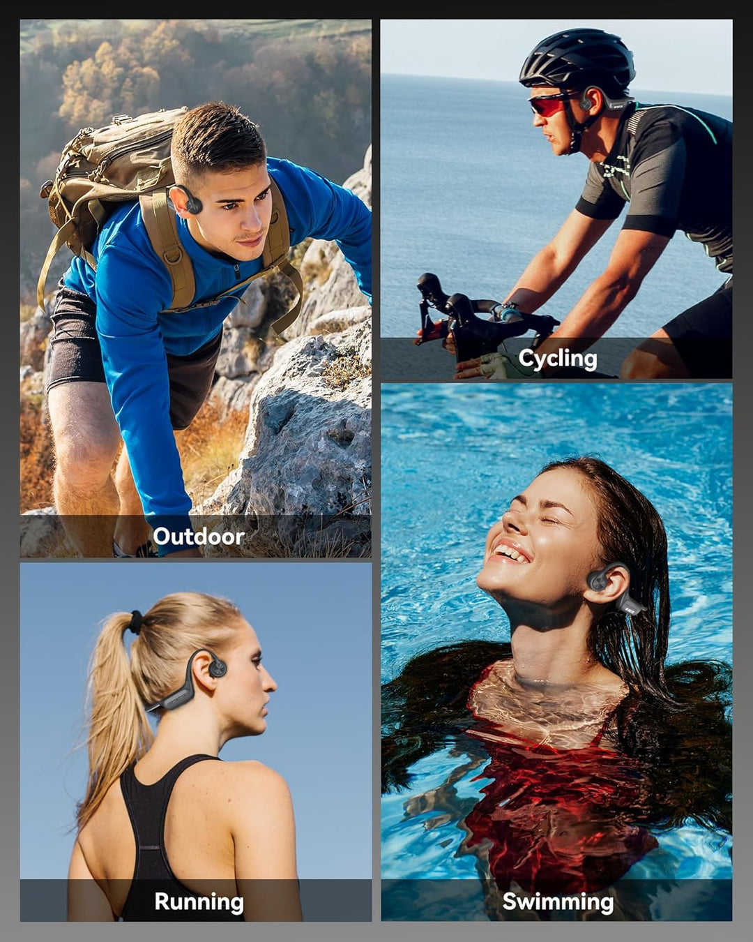 Voistek Knochenschall Kopfhörer,Bluetooth Open Ear Sportkopfhörer Kabellos mit IPX8 Wasserdichtigkei