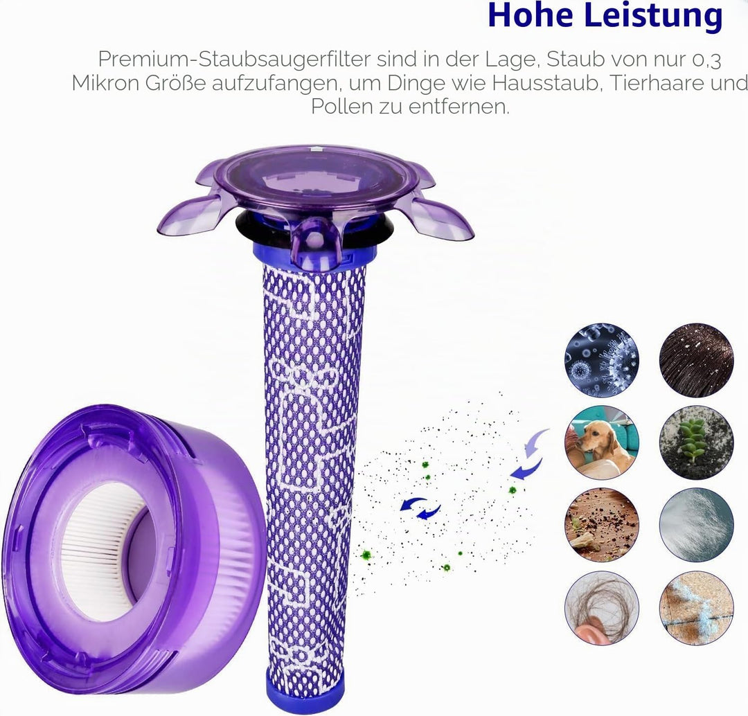Upgrade V8 Staubsauger Filter Ersatz Kit für Dyson V7 V8 Akku-Staubsauger Tier Extra SV25 SV37, 3Stü