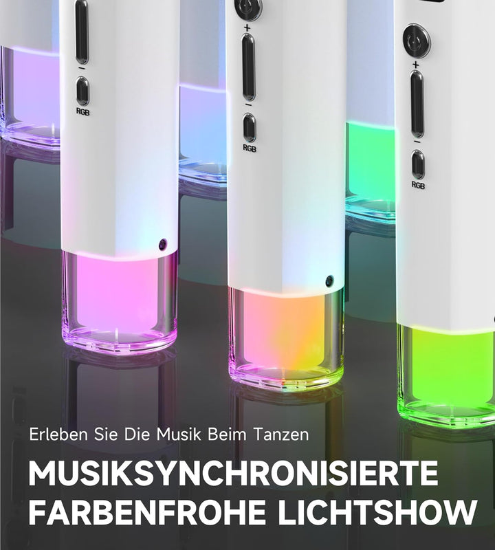 Mikrofon Kabellos, Mikrofone mit Eins-zu-Eins-Chip-Verbindung und LED-Leuchten, 40 Stunden Laufzeit,