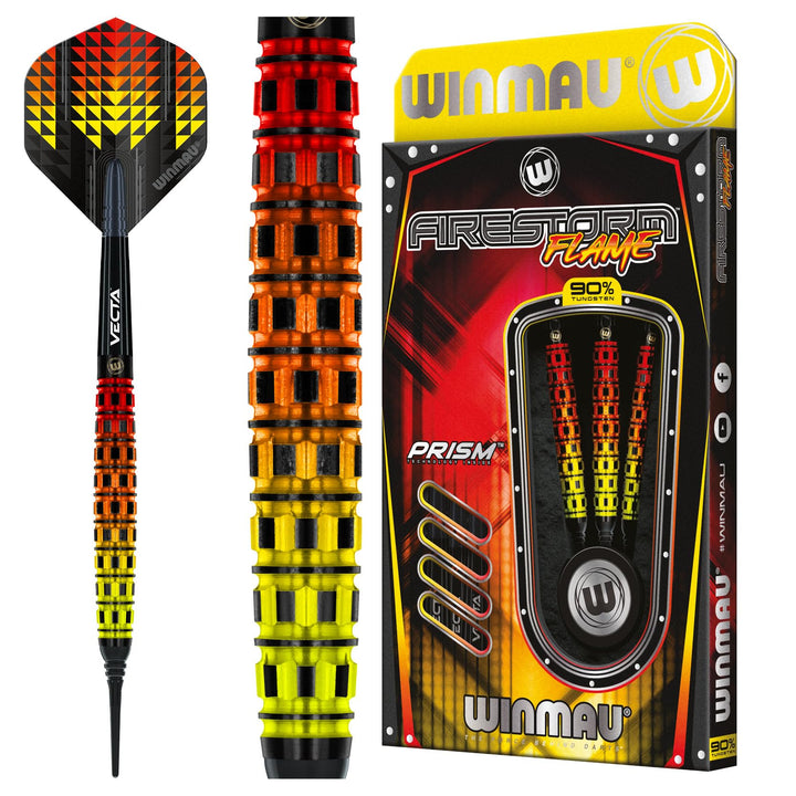 WINMAU Firestorm Flame Professionelles Wolfram-Dart-Set mit Flights und Schäften (Shafts) 20G Zulauf