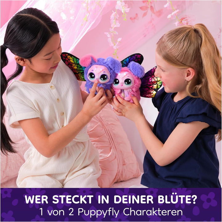 Hatchimals Bloomables Puppyfly, Interaktives Spielzeug mit Überraschung, doppelter Verwandlung und ü
