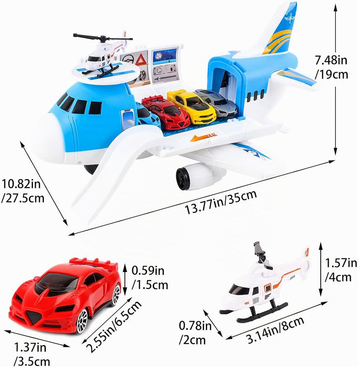 deAO Transport Flugzeug Spielzeug, 19Stck Transport Cargo Fluggeräte mit Auto Spielzeug Spiel Set un