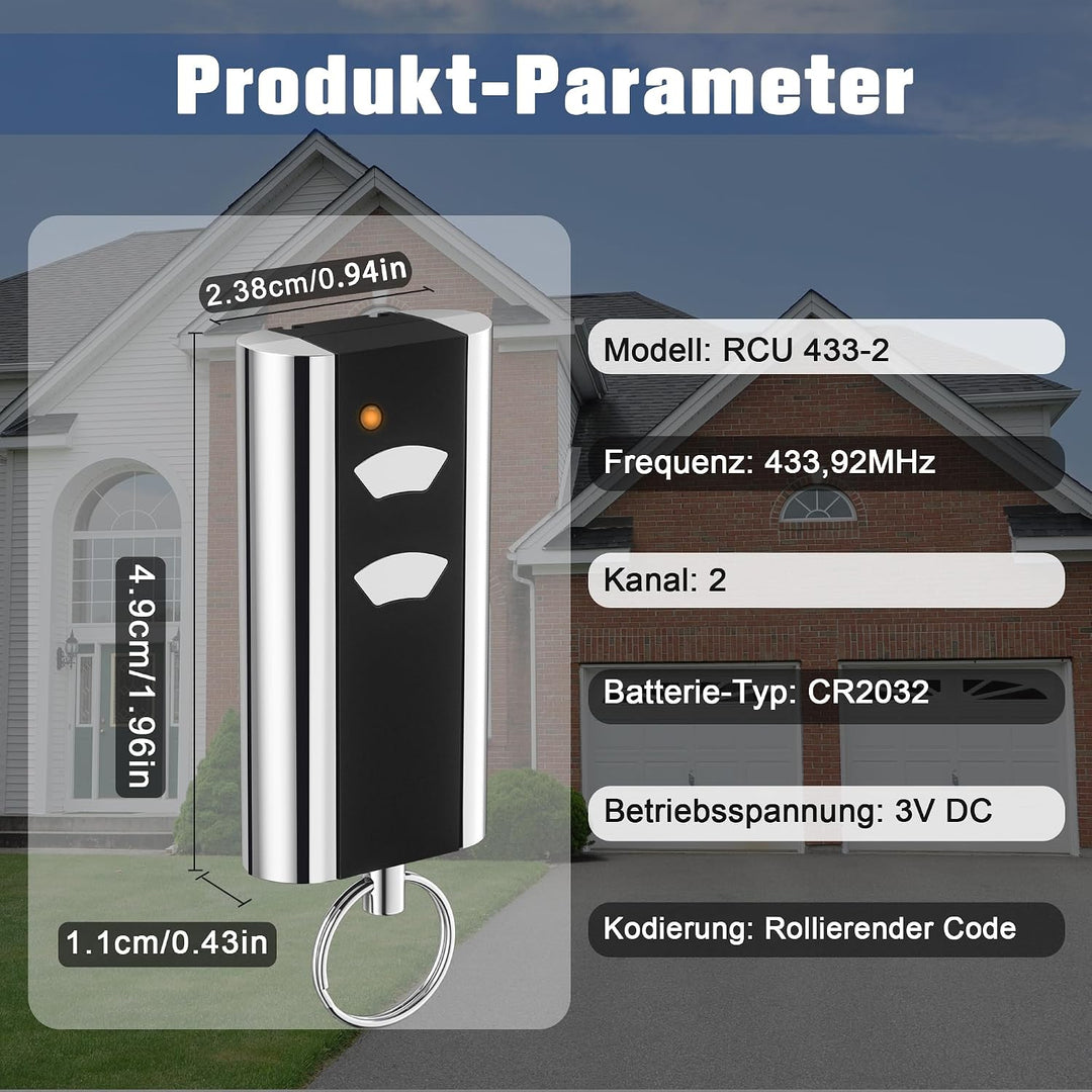 pepape 2 Stück für Normstahl Handsender RCU 433-2K, RCU 433-4K, EA433 2KM | Kompatibel mit Entremati
