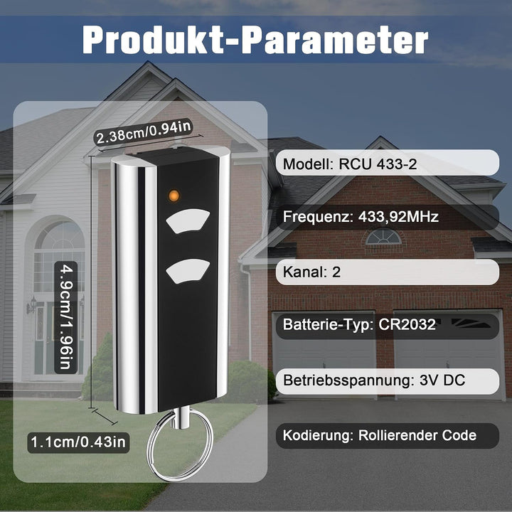 pepape 2 Stück für Normstahl Handsender RCU 433-2K, RCU 433-4K, EA433 2KM | Kompatibel mit Entremati