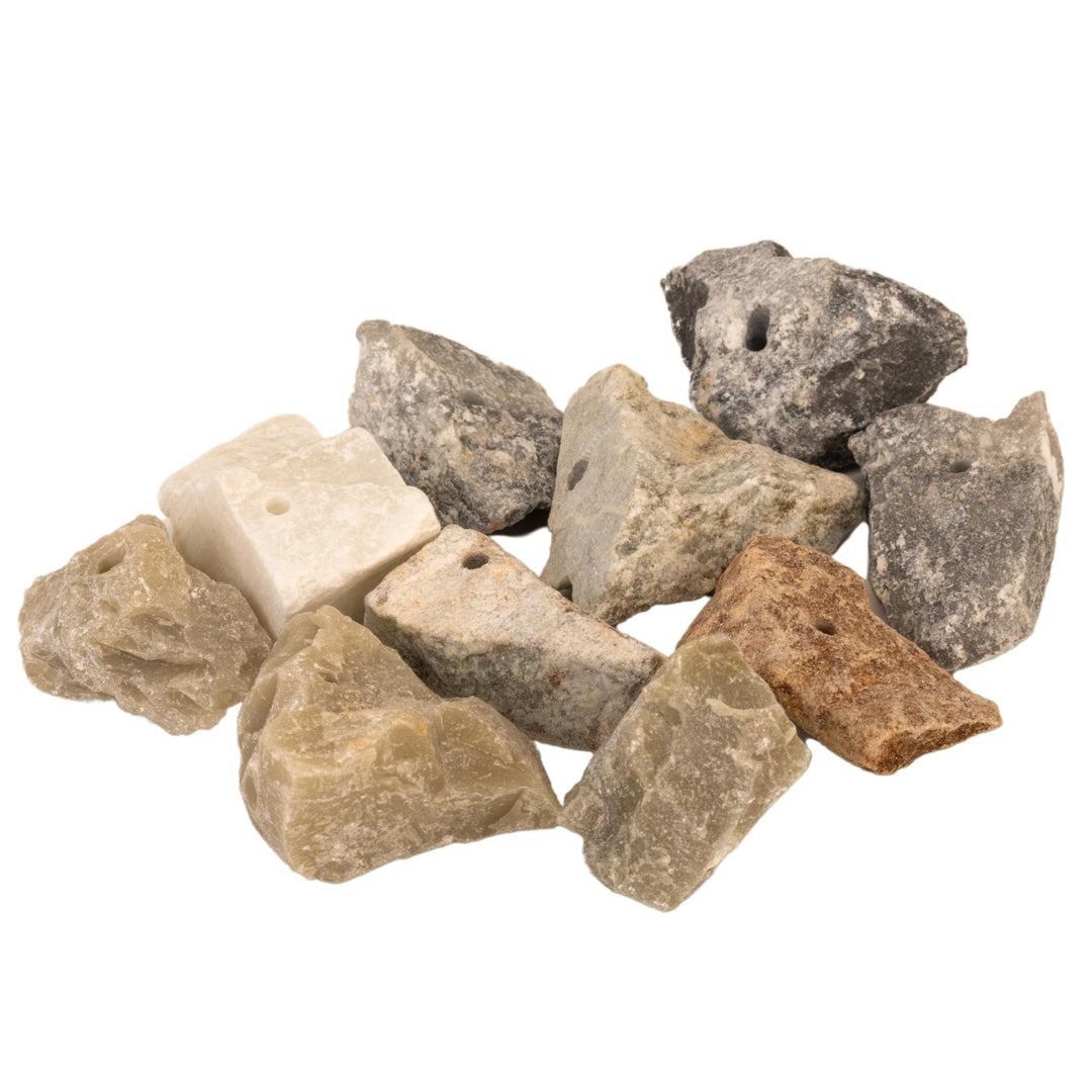 artdee® Speckstein Amulettsteine (10er Set) mit Loch – Asbestfreie Rohlinge zum Schnitzen & Basteln