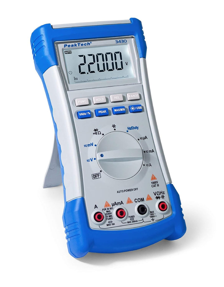 PeakTech P 3430 Digitalmultimeter, Effektivwertmessung für ACV und ACA, CAT III mit 1.000 V/CAT IV m