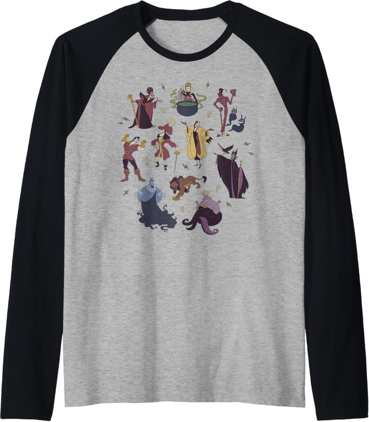 Disney Villains Group Shot Doodles Raglan