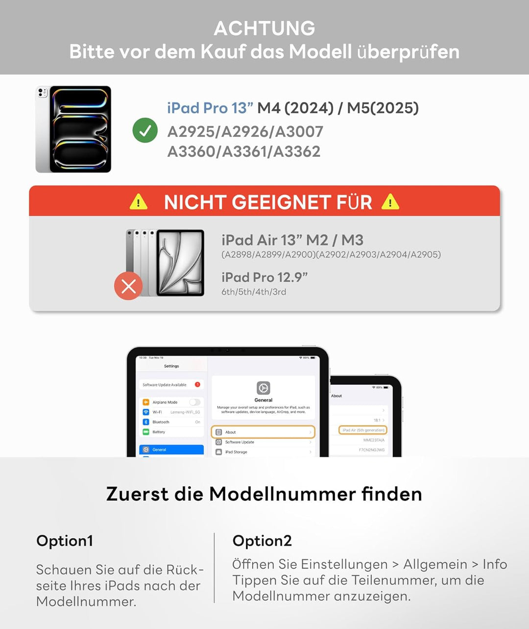 eip Keyboard Case für iPad Pro 13" M5/M4, magnetisch abnehmbare Tastatur mit patentierten Stylus-Sho