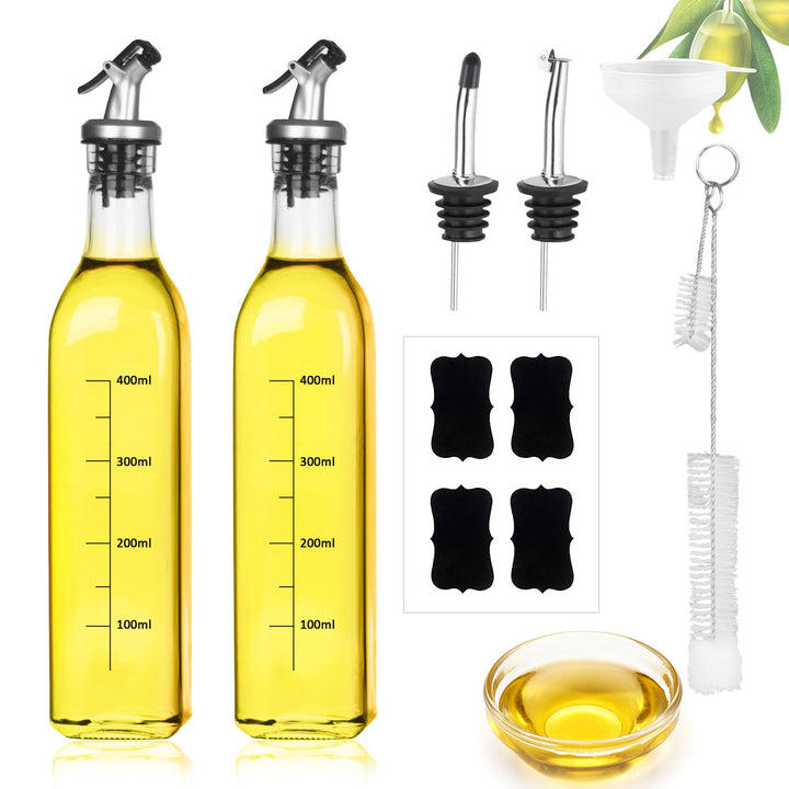 Ölflasche Mit Ausgiesser 500ml 2 Set, Öl Flaschen, Olivenöl Spender Mit Trichter, Essig Und Ölflasch