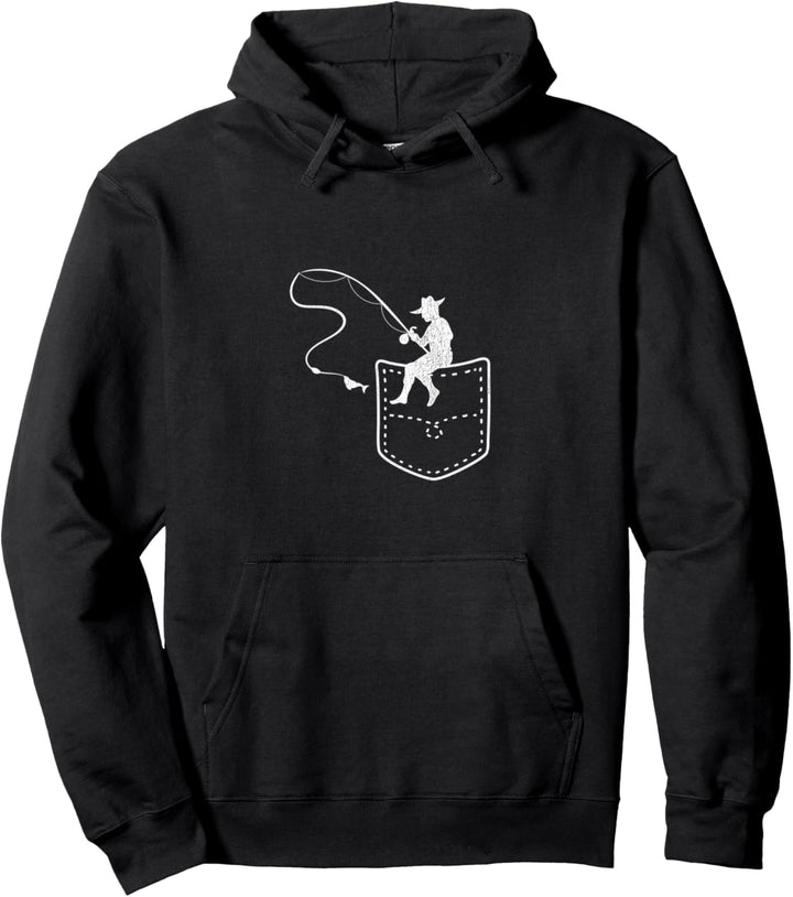 Fisch Angeln Angelrute Fischer Angel Brusttasche Angler Pullover Hoodie