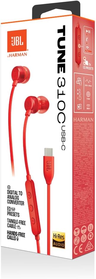 JBL Tune 310 C Kopfhörer – Kabelgebundene In-Ear-Kopfhörer mit JBL Pure Bass Sound, Mikrofon und USB