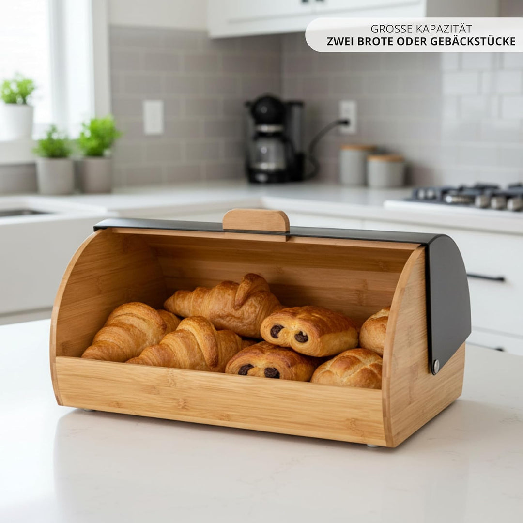 Erreke Brotkasten, Frisches Brot für längere Zeit, Bewahrt das Aroma, Brotkasten Schwarz, Brotbehält