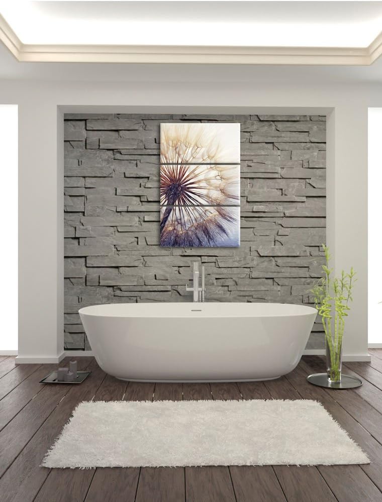 Pixxprint Schöne Pusteblume Bunstift Effekt 3-Teiler Leinwandbild 120x80 Bild auf Leinwand