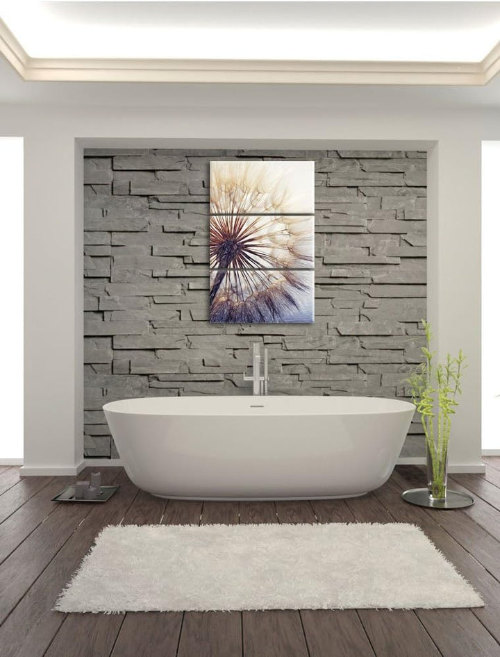 Pixxprint Schöne Pusteblume Bunstift Effekt 3-Teiler Leinwandbild 120x80 Bild auf Leinwand