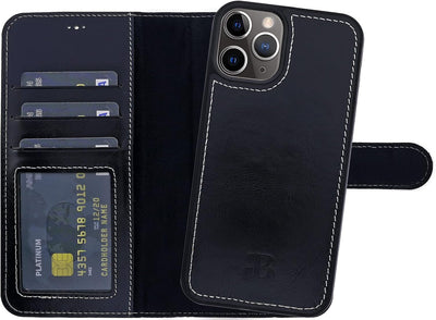 Burkley 2in1 Leder Handytasche für iPhone 13 Pro Handyhülle mit herausnehmbarem Back Cover, 360° Sch
