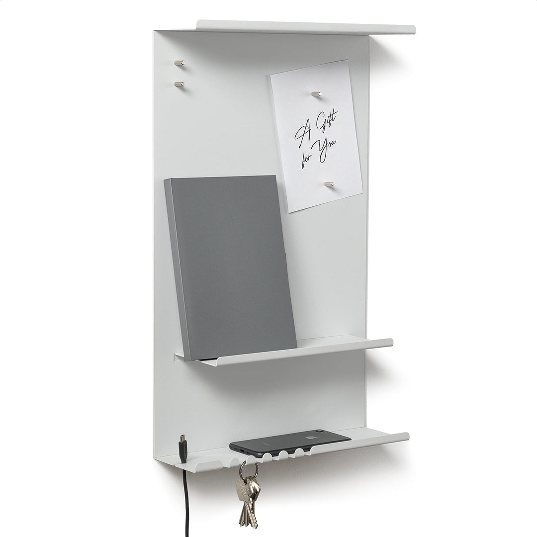 byde Wandorganizer Hele aus Stahlstruktur. 30 x 9 x 49 cm 3-in-1 Wandregal mit Magnettafel und Magne