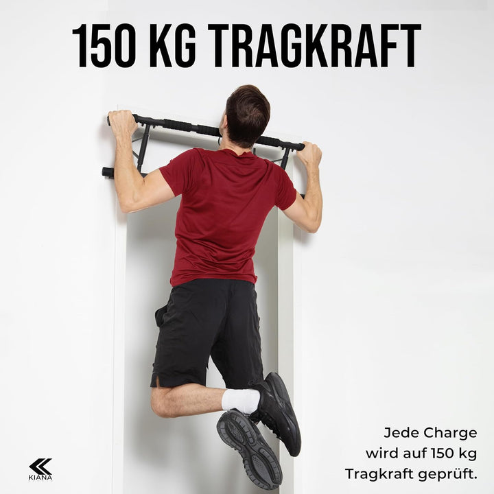 KIANA Sports Klimmzugstange für Türrahmen ohne Bohren & ohne Schrauben | Pull Up Bar Tür bis 150kg |