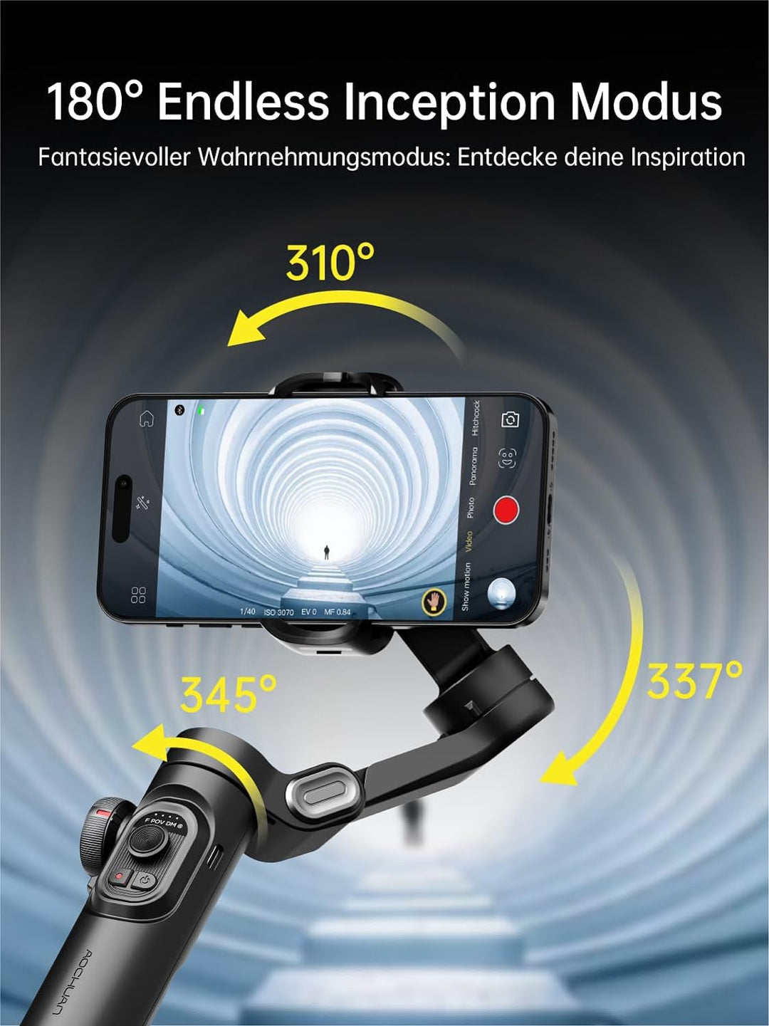 AOCHUAN Phone Gimbal Stabilizer 3-Achsen Smartphone faltbar Gimbal für iPhone Gimble mit Focus Wheel